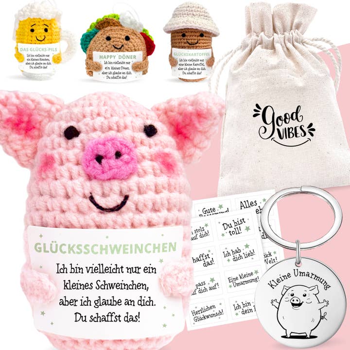 Glücksschweinchen Lotti | Glücksbringer-Set | No. HF-06 für den Großhandel von LOViLEE