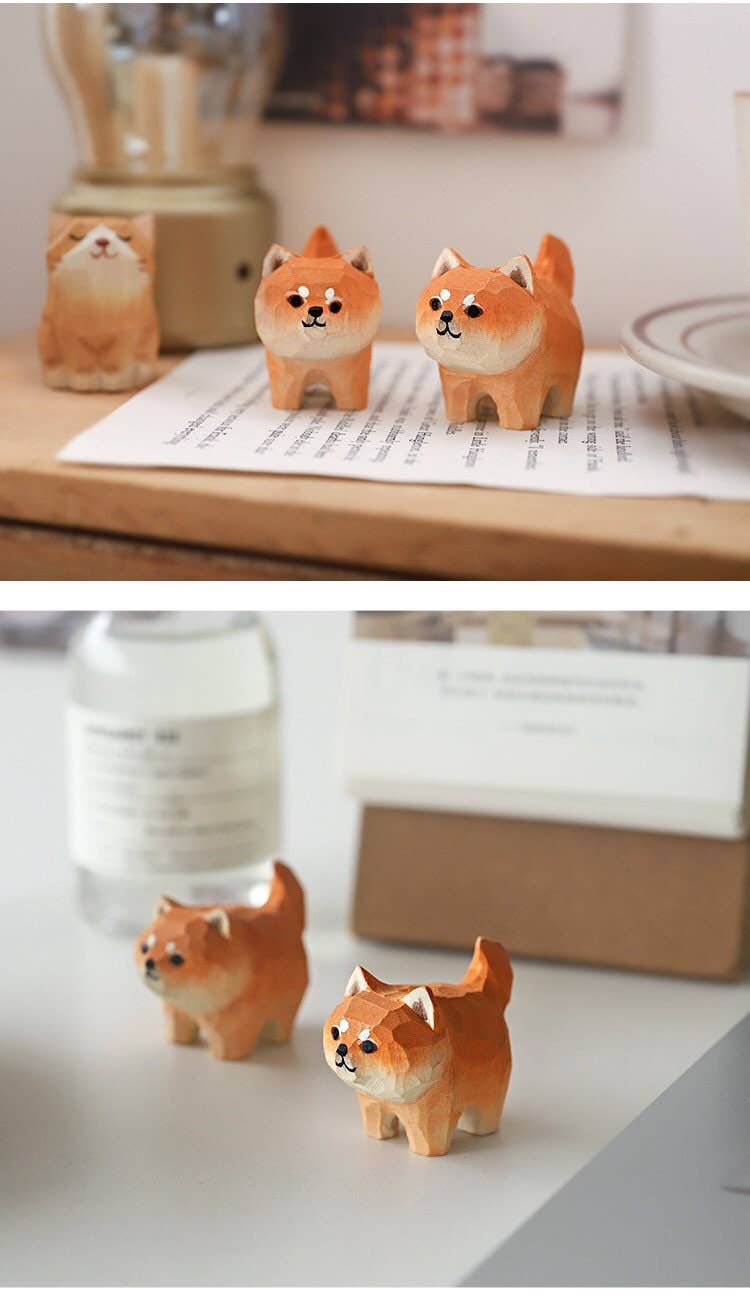 Gohobi （We cover U.S. import duties） - Wholesale Decorative Figurine - Gohobi Handcrafted Wooden Shiba Inu Dog Ornament9