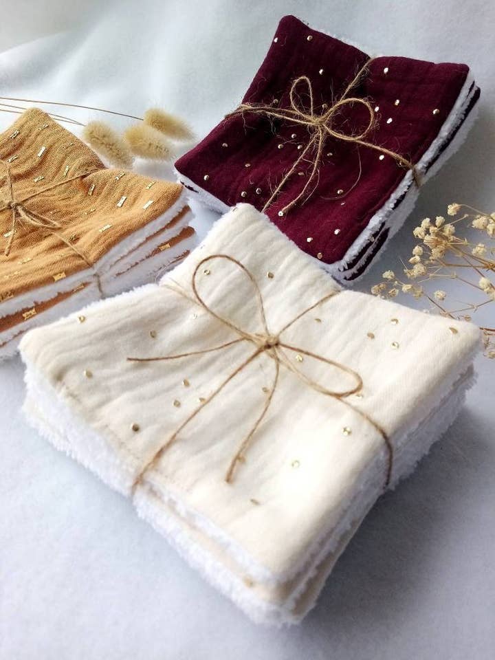 Set da 4 salviette lavabili in cotone doppio garza con spugna per la vendita all'ingrosso da parte di Esmée AccessoriesNco