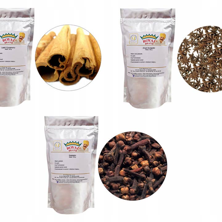 ZESTAW ZIMOWY ANYŻ GWIAZDKI CYNAMON LASKI GOŹDZIKI CAŁE GRZANIEC HERBATA for wholesale by Royal Brand