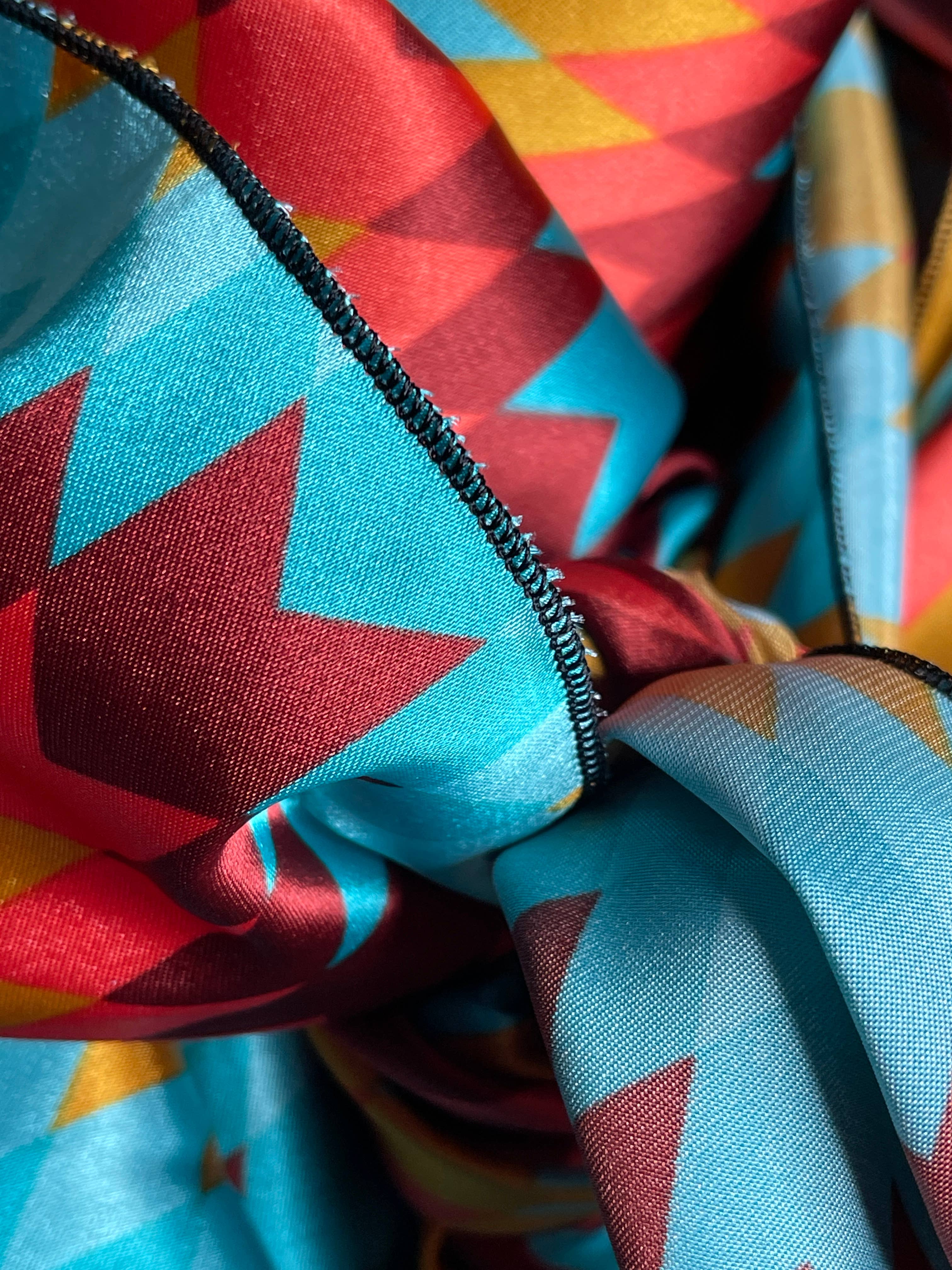 Rainyday Homemade – Cachecol - Mulher por atacado – Azul, Ferrugem, Laranja Padrão Tribal Wild Rag3