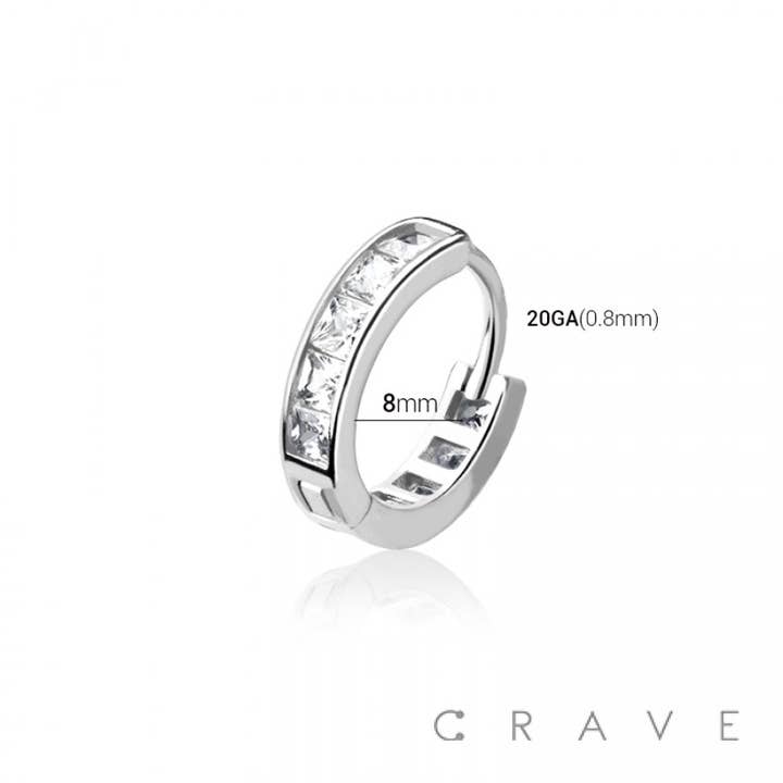 CRAVE - Wholesale Multi-Stone Ring - FLAT GEM PAVED 316L SURGICAL STEEL HINGED SEGMENT HOOP RING2