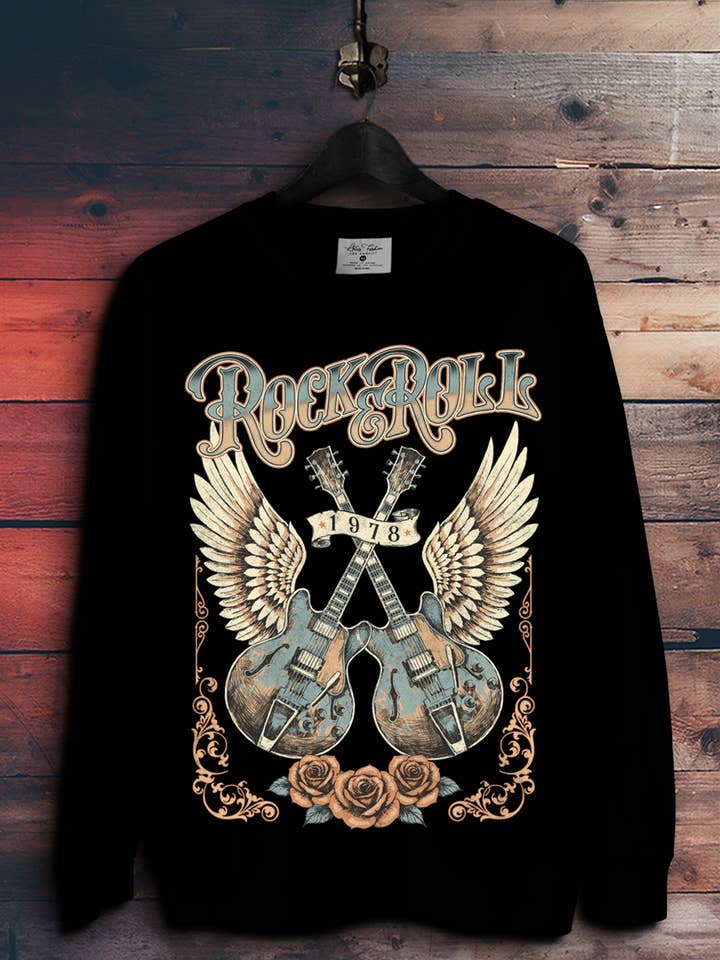 Sweatshirts Rock & Roll Guitars por atacado de Lotus Fashion Collection