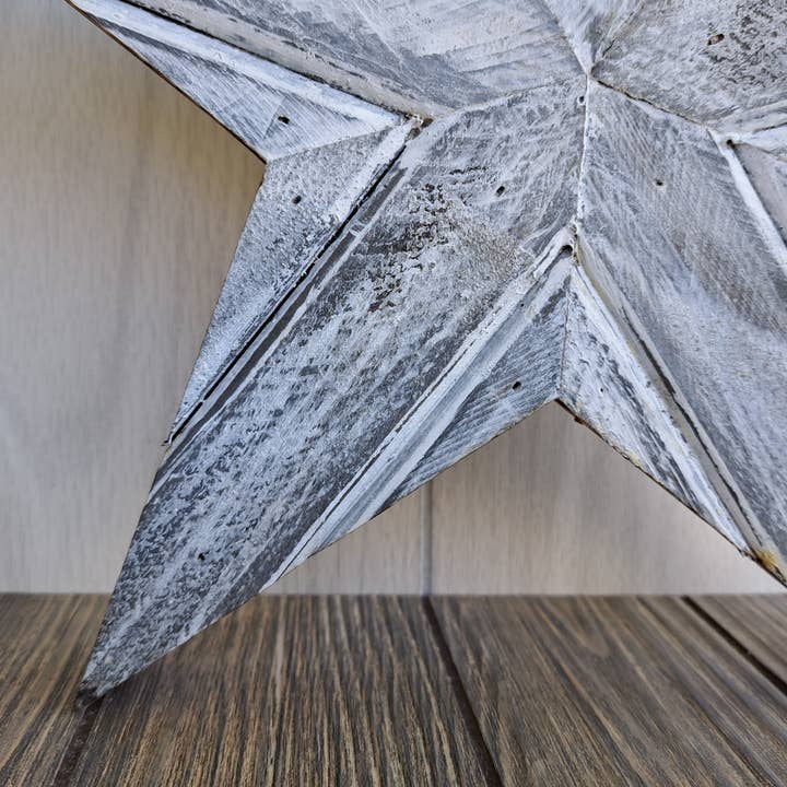 Rustic Brook Farm – wholesale Dimensionell/3D-väggkonst – Rustik trästjärna med väderbiten vit finish