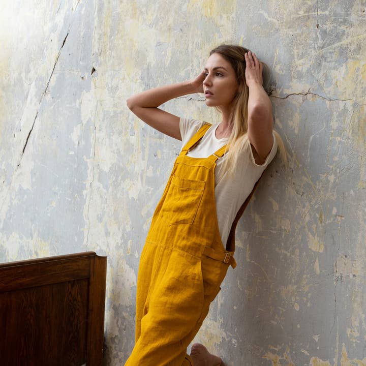 menique - Wholesale Jumpsuit - Women's - 100% Linen Dungaree Jumpsuit Nicci - Casual Overall Romper3