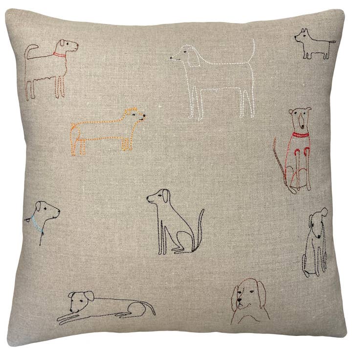 Dogs Pillow, Linen for wholesale by K Studio