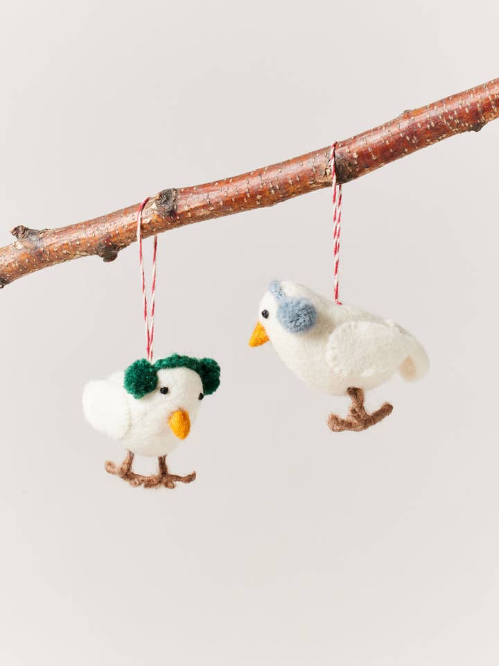 Felted Bird Ornament for wholesale by Farmhouse Pottery