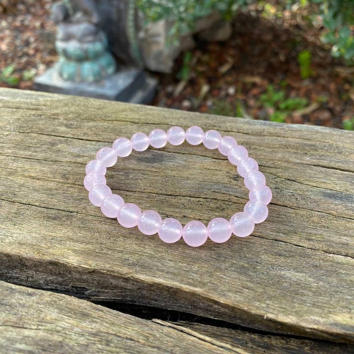 Natural Rose Quartz Lithotherapy Elastic Bracelet for wholesale by Boutique Bohème