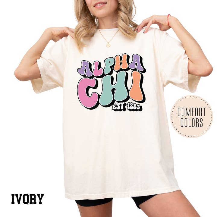 Groovy Comfort Colors Sorority T-shirt för wholesale av Kite and Crest
