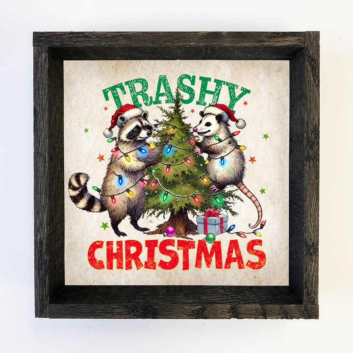 Trashy Christmas Raccoon Opossum - Grappige kerstkunst voor aan de muur voor wholesale door Hangout Home