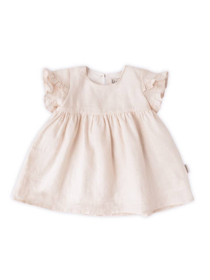 Ella Linen Baby Dress - Cookie Dough for wholesale by Karibou Kids