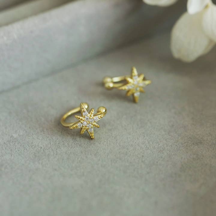 happyzzzsu – wholesale Earcuff-örhängen – 925 Sterling Silver Star öronmanschetter2