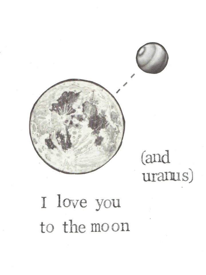 Love You To The Moon And Uranus Funny Valentine Card for wholesale by BlueSpecsStudio