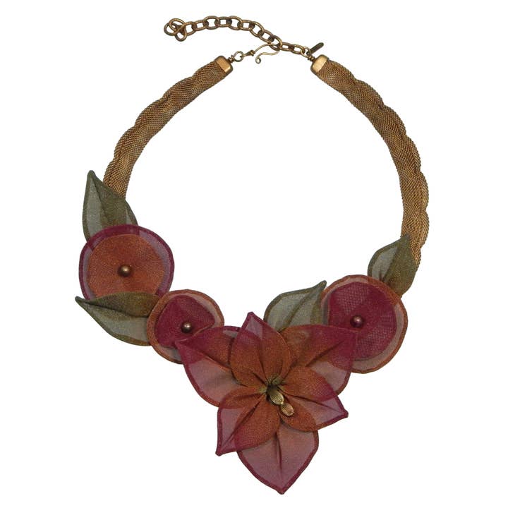 Collier collage lys tigre 16" pour la vente par Sarah Cavender Metalworks