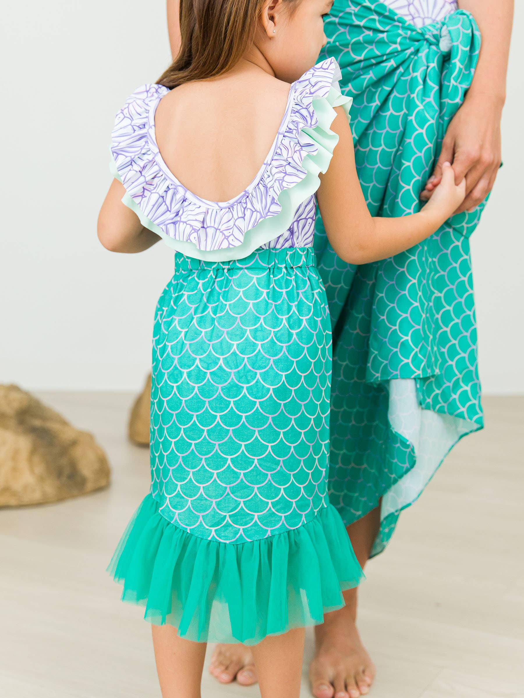 White Girls Marine Green Scales Mermaid Tail Skirt Cover-Up for wholesale on Faire4