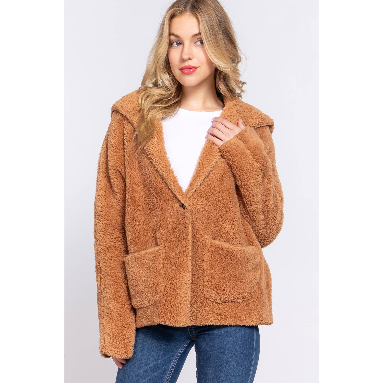Apolline - Wholesale Jacket - Women's - LONG DOLMAN SLV HOODIE SHERPA JACKET5