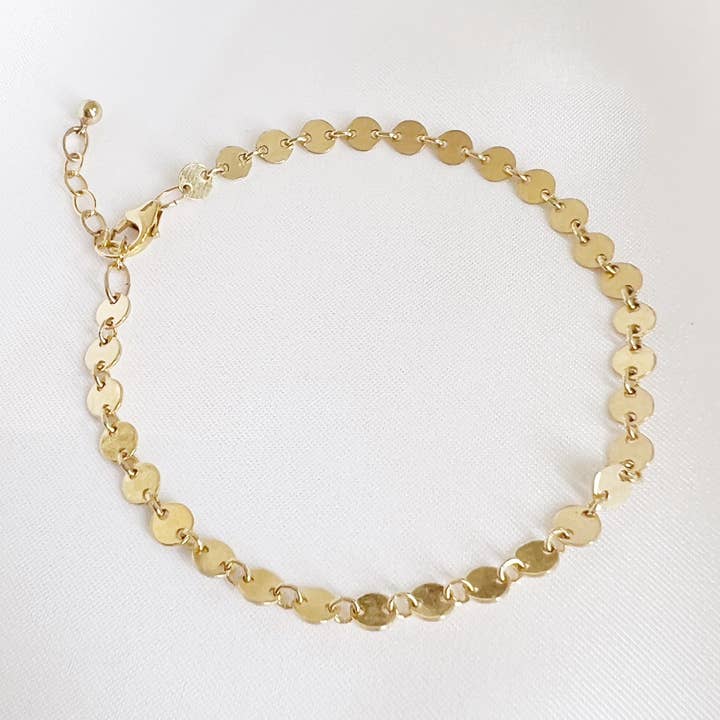 Luxe Sequin Disc Chain Bracelet Gold Filled for wholesale by True by Kristy Jewelry