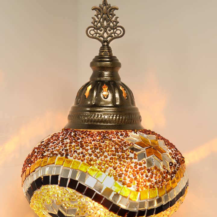 Natures Artifacts Inc - Wholesale Accent/Desk Lamp - Turkish Table Lamp with Handmade Gold Mosaic Glass