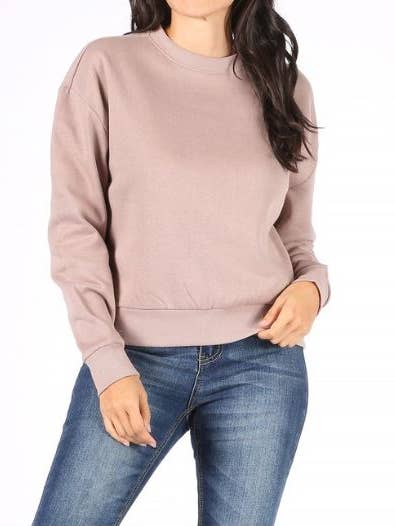 Oversized Solid Crew Neck Sweatshirt for wholesale by Newself Collection
