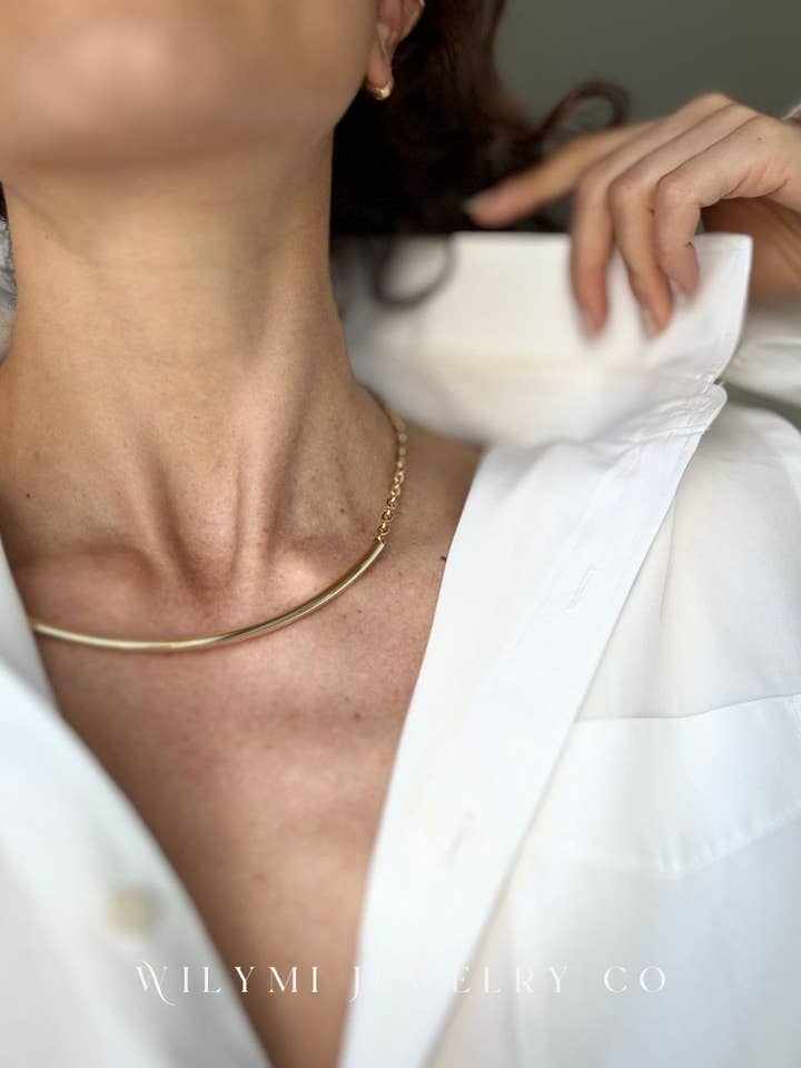 Sleek Armour Tube Necklace 2.0 | 24k Gold Filled for wholesale by WILYMI Jewelry Co