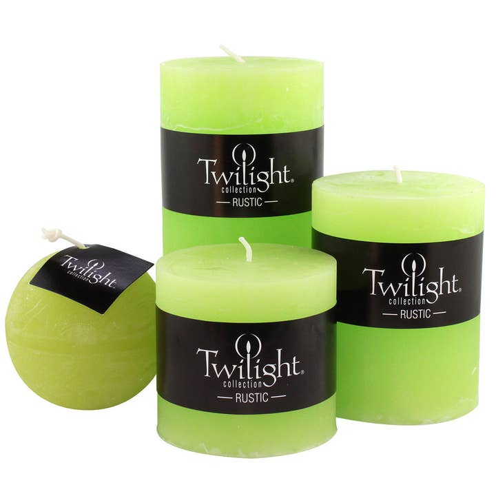 Wild Lime Rustic Pillar Candles | 3 Inch for wholesale by Twilight Collection