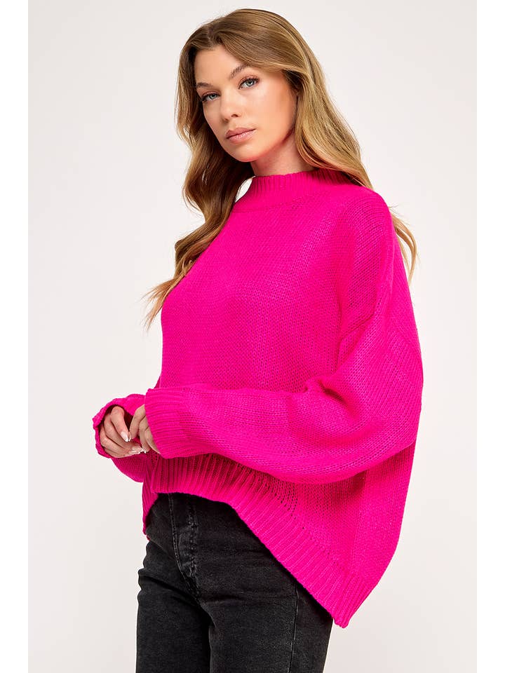 FSL Apparel - Wholesale Knit Sweater - Women's - IT3454 - LONG SLEEVE HIGH LOW HEM PULLOVER SOLID SWEATER 2
