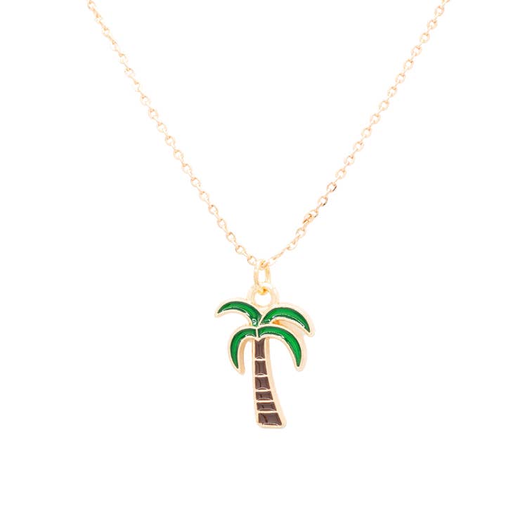 Rebecca Accessories LLC - Wholesale Kids Necklace - Kids - Palm Tree Enamel Charm Pendant Children's Necklace Gift 0