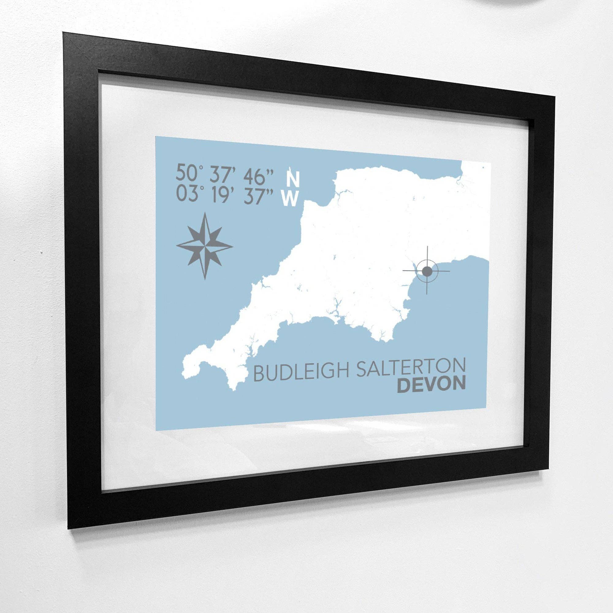 SeaKisses – wholesale Map – Budleigh Salterton Coastal Map Print1