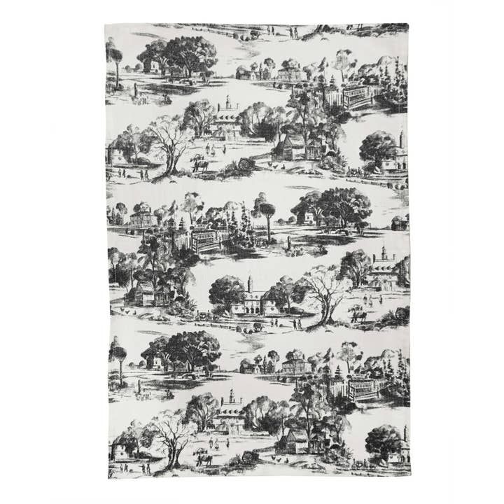 Michaelian Home/India Overseas Traders, Inc. - Wholesale Tea Towel - Toile Kitchen Towels 2-Pc Set - Black1