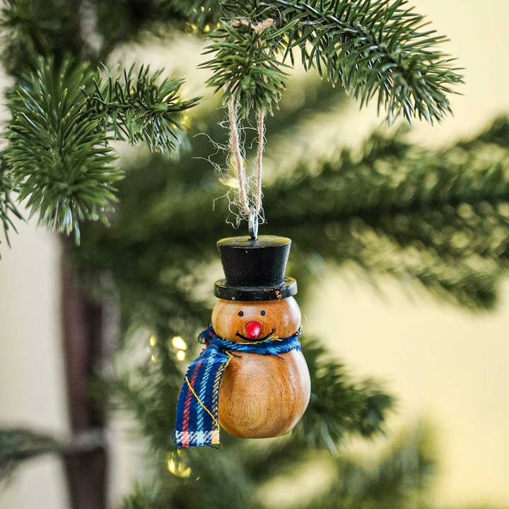 Handmade Snowman Wooden Christmas Ornament for wholesale by Zwende