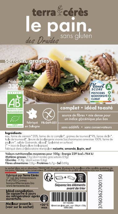 Terra Ceres - Wholesale Bread/Tortilla - The Druids' Gluten-Free Bread (Buckwheat Seeds) 330g3