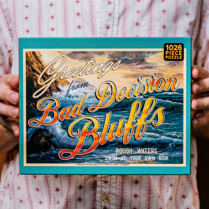 Greetings from Bad Decision Bluffs | Funny Puzzle for wholesale by Whiskey River Soap Co.