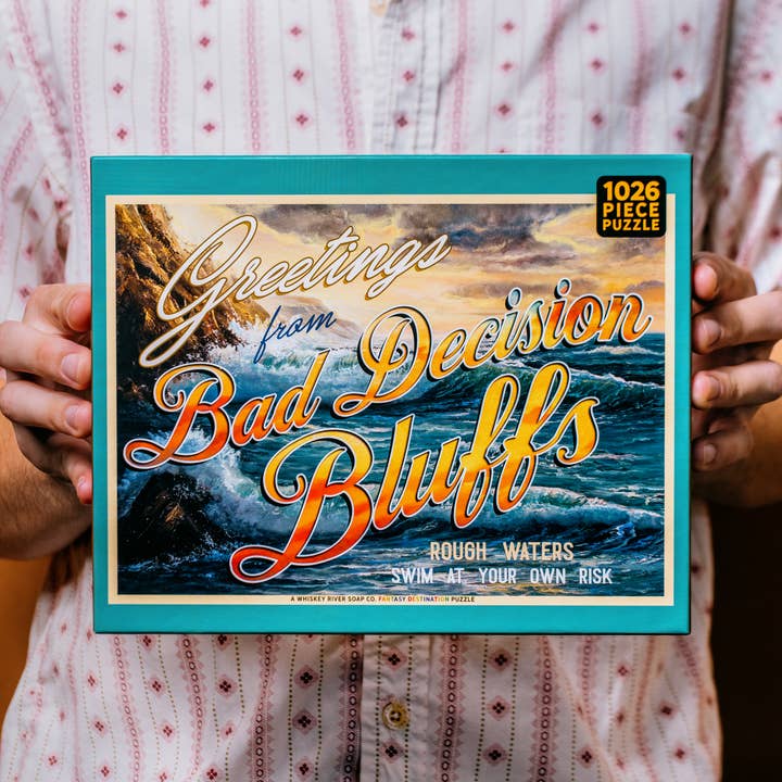 Greetings from Bad Decision Bluffs | Funny Puzzle for wholesale by Whiskey River Soap Co.
