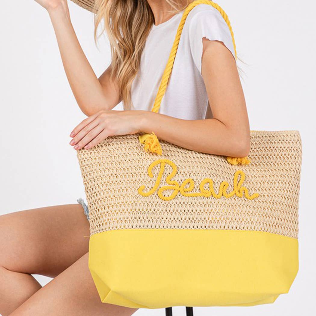 3AM BY H&D ACCESSORIES – wholesale Bärkasse - Dam – FÄRG SYDD REP STRAND BREV OCH REM VIRKAD TYG TOTE3