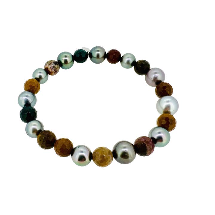 Nature Bracelet MEN – Tahitian Pearls, Natural Jasper for wholesale by 15DEGREESLONDON