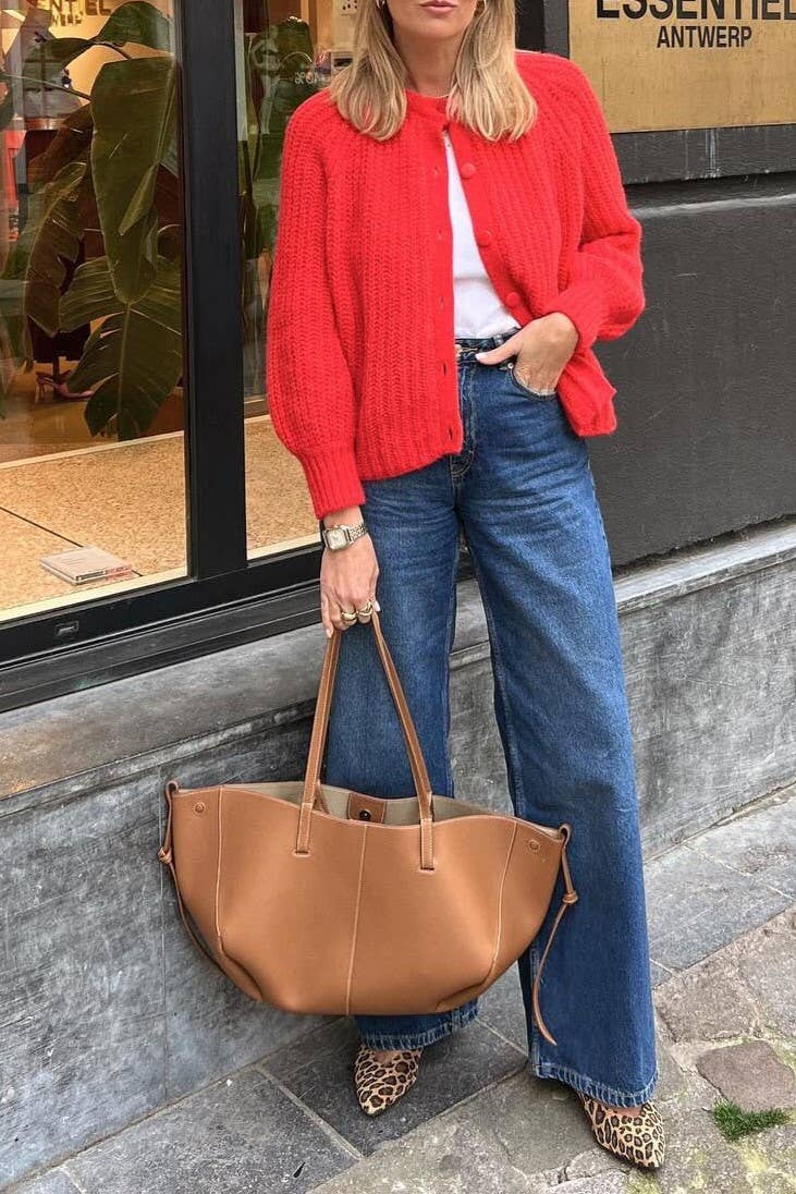 Rosa Clothing - Wholesale Cardigan - Women's - chunky crewneck knit Cardigan12