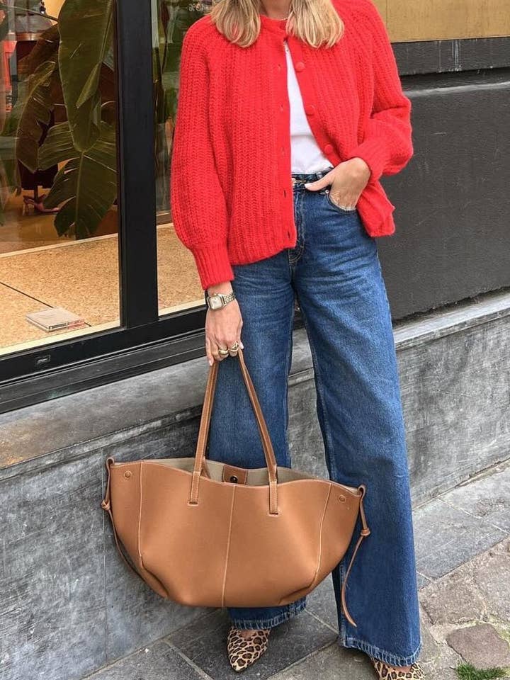 Rosa Clothing - Wholesale Cardigan - Women's - chunky crewneck knit Cardigan12