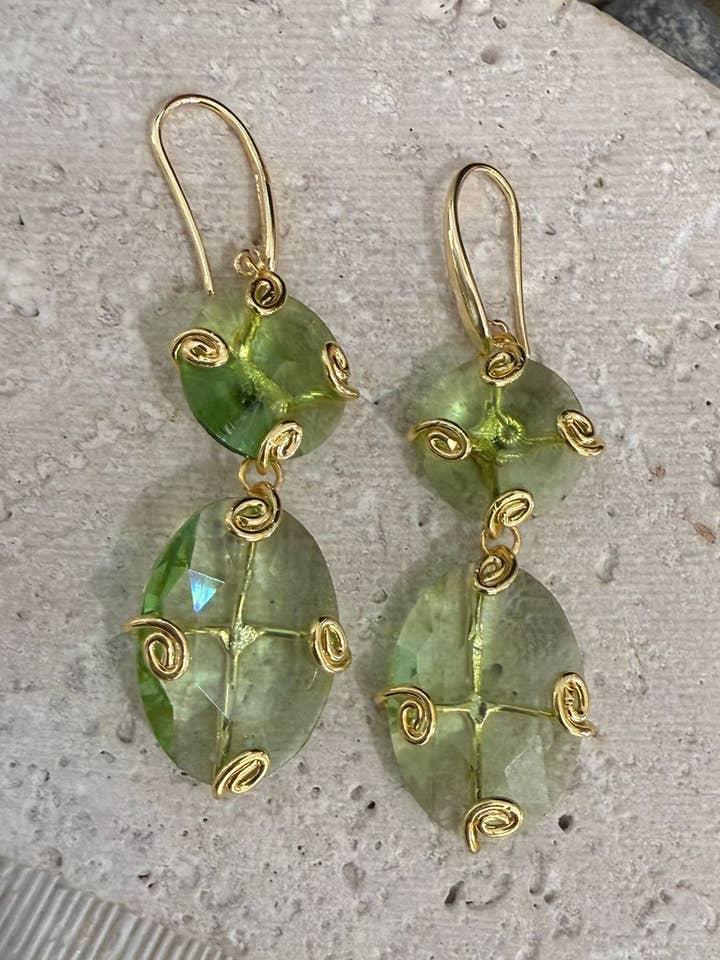 Handmade Gold-Plated Crystal Earrings for wholesale by BUBU BY TEKIN SHOP