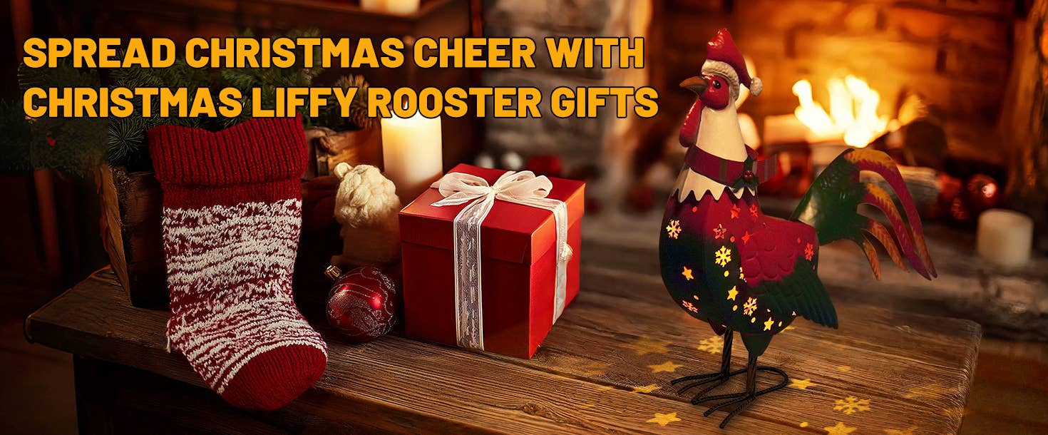 Liffy - Vendita all'ingrosso Ornamenti/decorazioni per esterni - Statua di Gallo Solare di Natale in Metallo per Decorazione da Giardino5