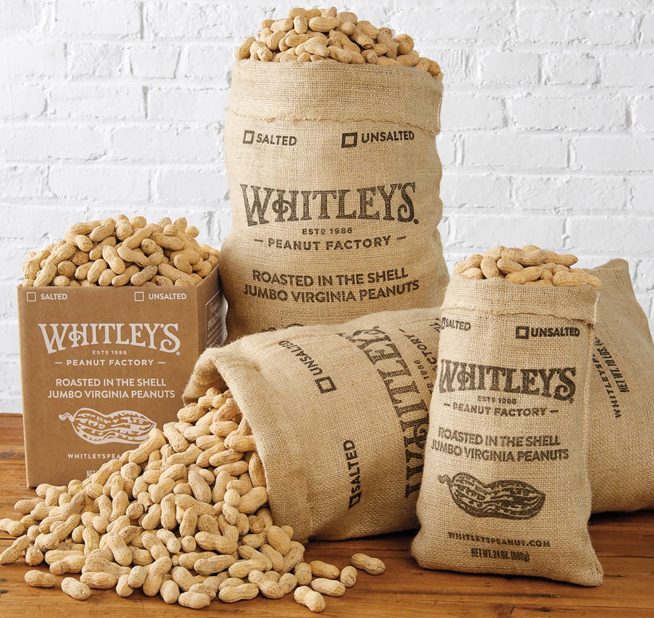 Whitley's Peanut Factory - Wholesale Nuts - 12 oz. Burlap Bag Salted Roasted-n-Shell Peanuts2