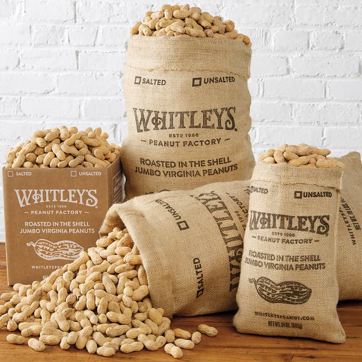 Whitley's Peanut Factory - Wholesale Nuts - 12 oz. Burlap Bag Salted Roasted-n-Shell Peanuts2