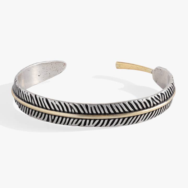 Two-Tone Feather Cuff Bracelet for wholesale by Alex and Ani