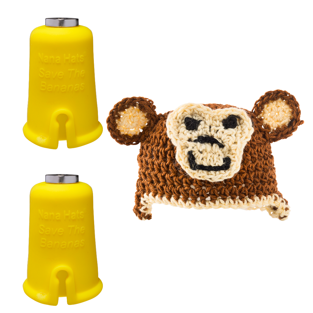 Nana Hats® - Wholesale Kitchen Tool/Gadget - Monkey Nana Hat | Includes 2 Stretchy Silicone Caps with Magnets3