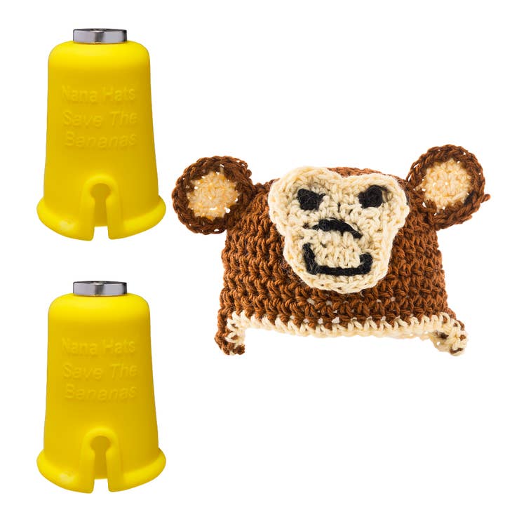 Nana HatsĀ® - Wholesale Kitchen Tool/Gadget - Monkey Nana Hat | Includes 2 Stretchy Silicone Caps with Magnets3