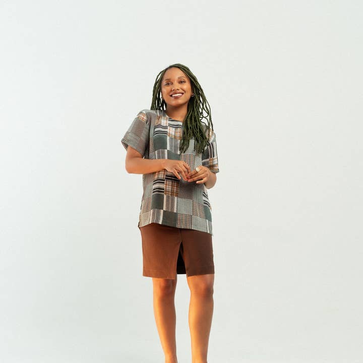 Gonna marrone a rete con spacco piccolo per la vendita all'ingrosso da parte di Insecta Shoes