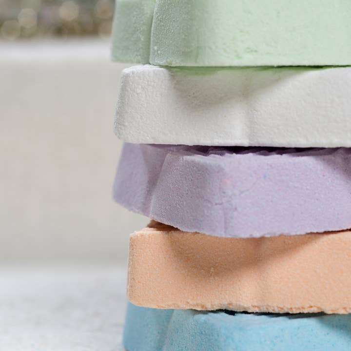 Shower Fizzies - 120g individually wrapped for wholesale by Little Luxuries Soapworks