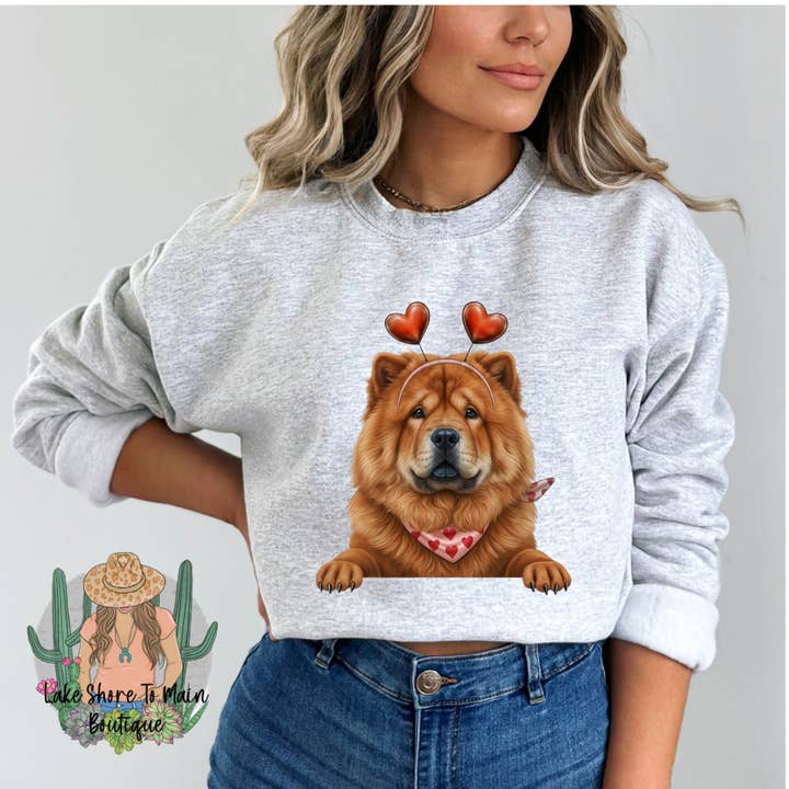 Cute Valentine's day sweatshirt - Valentine Chow chow for wholesale by Lake Shore To Main