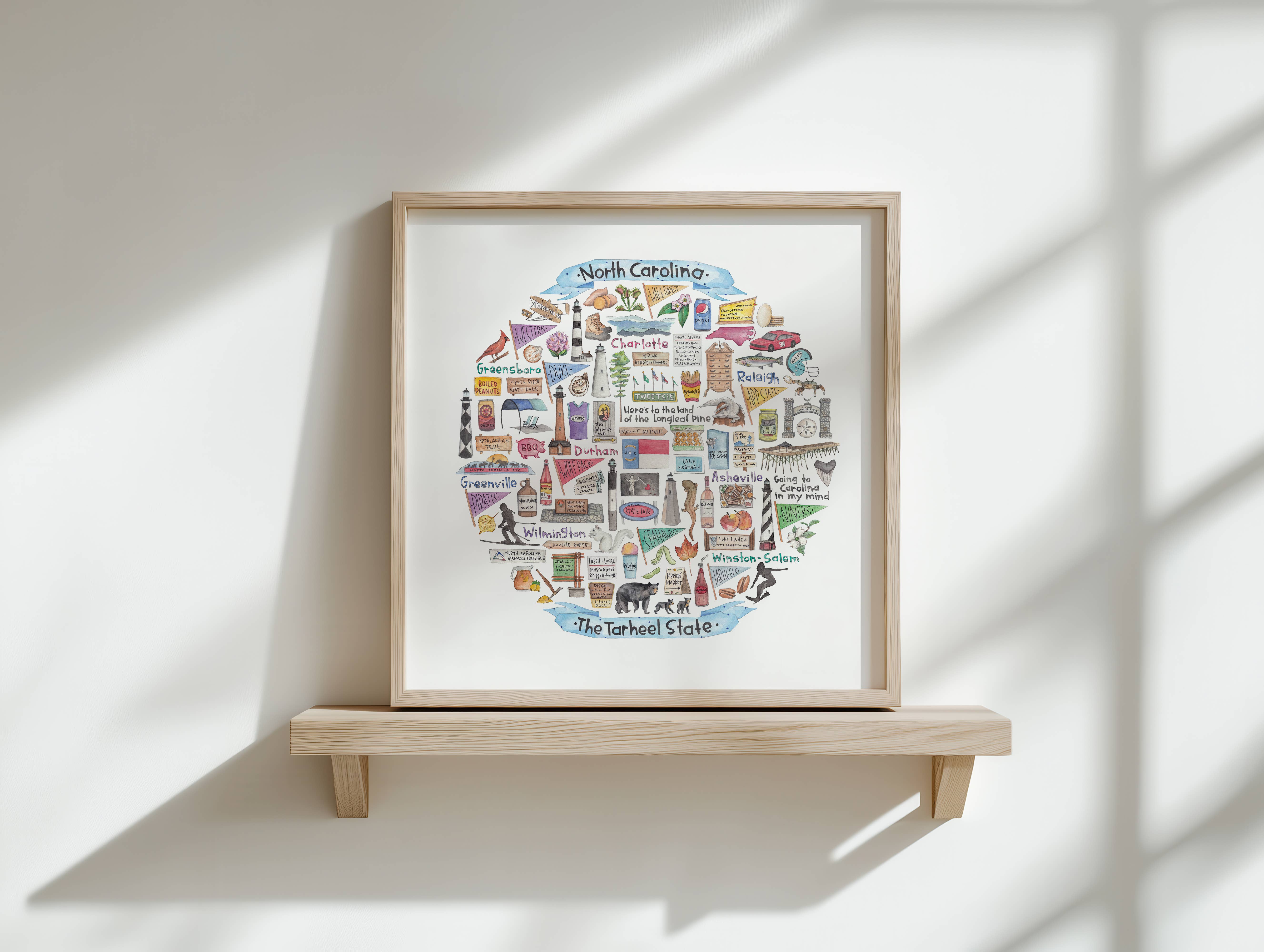 Green Blanky Studio – Impressão artística por atacado – Impressão em aquarela do ícone da Carolina do Norte1