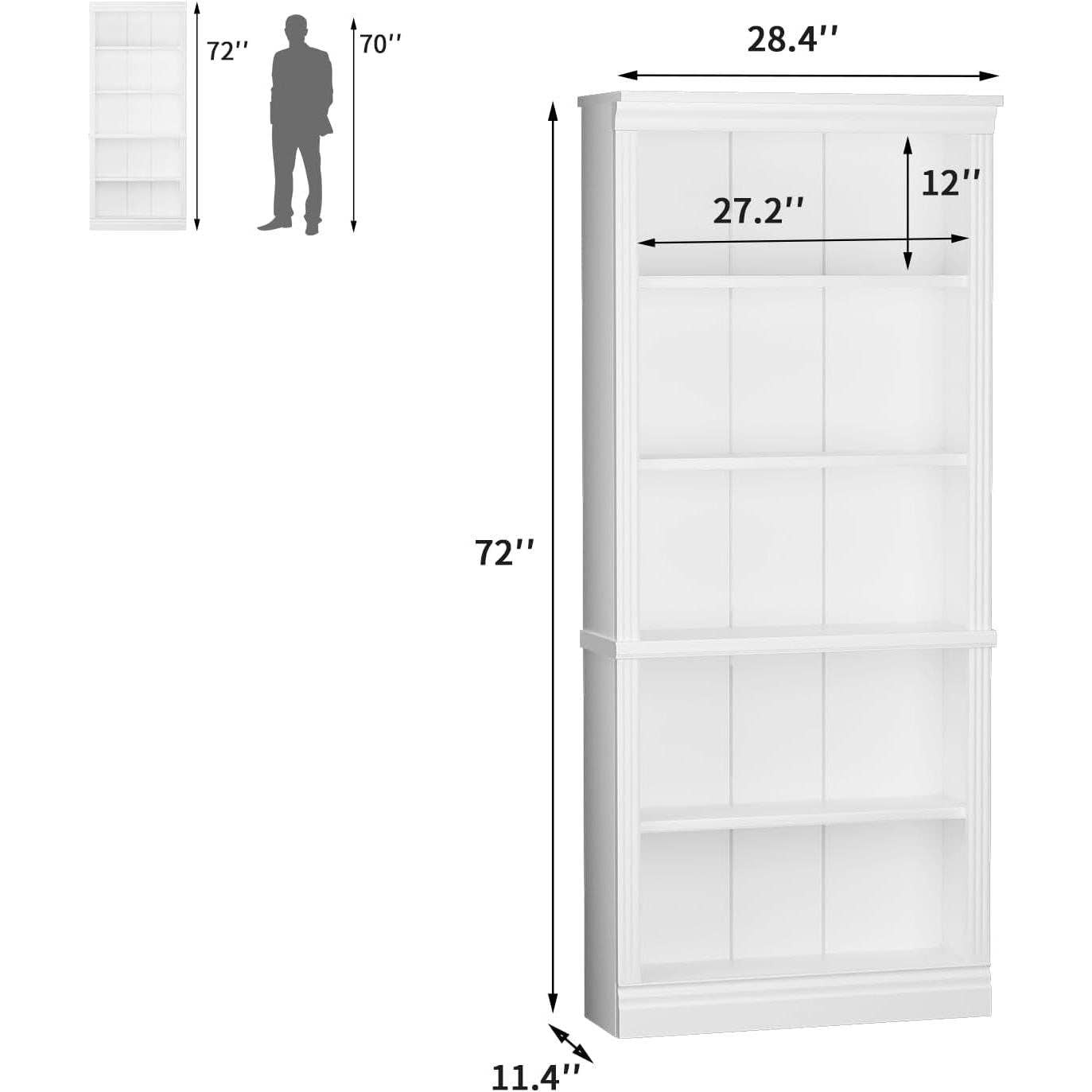 White 72 Inch Tall Bookcase For Living Room Storage for wholesale on Faire2