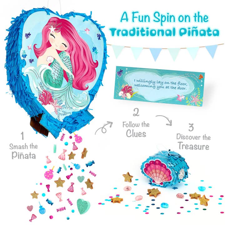 JitteryGit - Wholesale Party Favor - Mermaid Pinata Theme Birthday Party Favor Treasure Hunt Game4